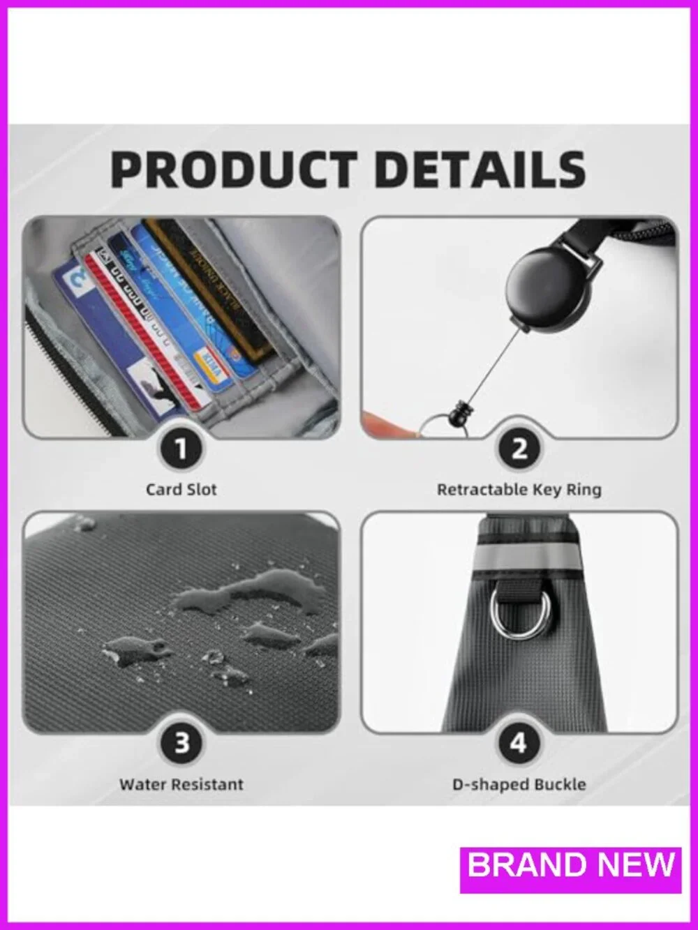 Anti Theft RFID Sling Bag Water Resistant Crossbody Chest Bag Travel